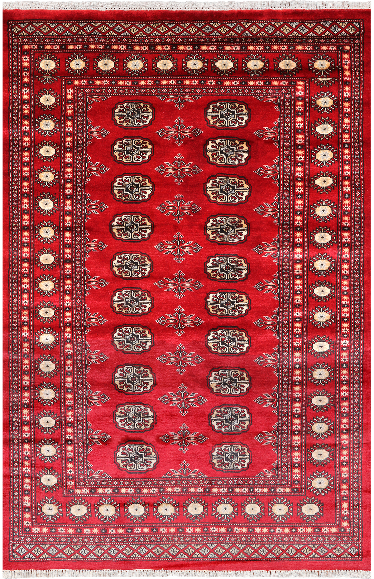 Red Bokhara Hand-Knotted Wool Rug - 4' 0" X 6' 2"
