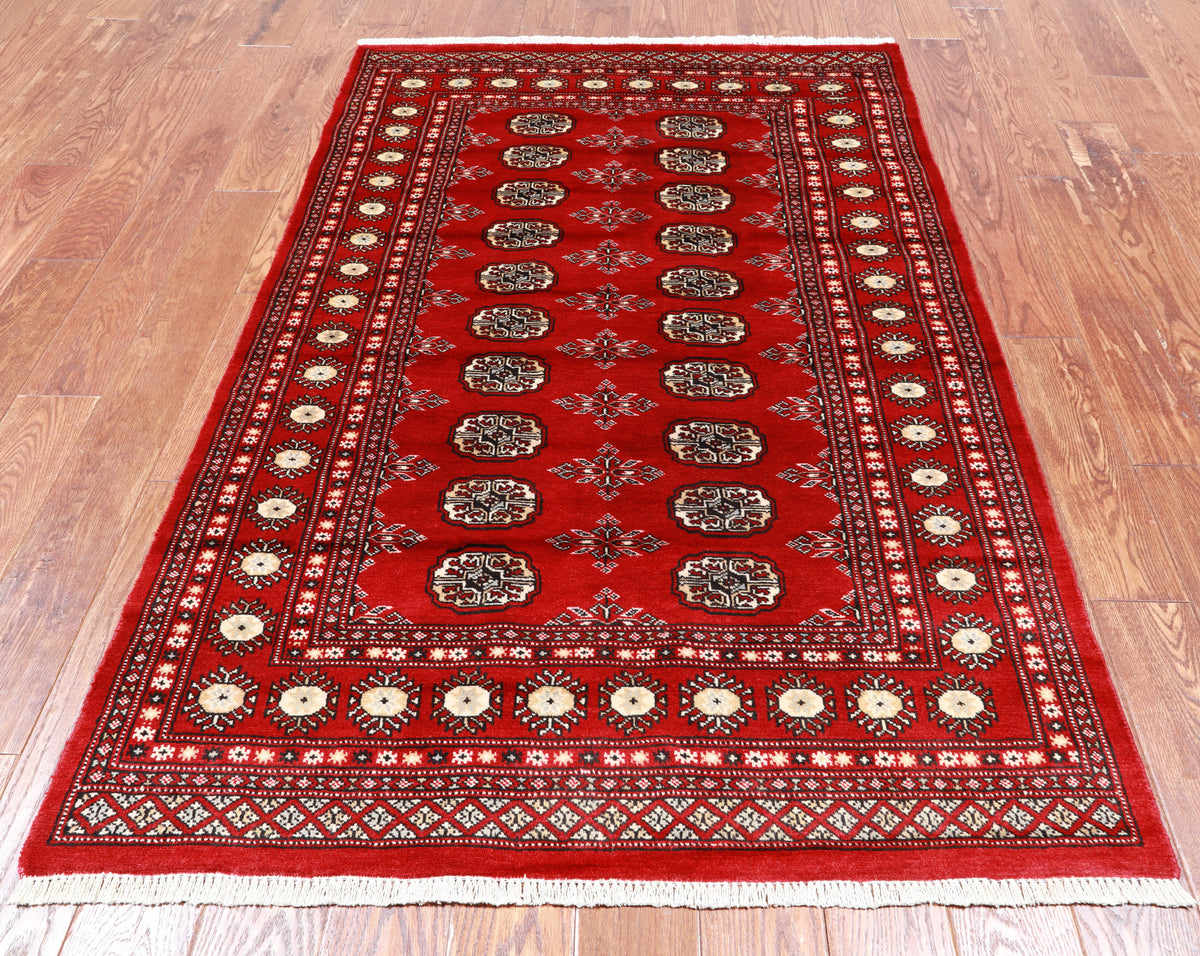 Red Bokhara Hand-Knotted Wool Rug - 4' 0" X 6' 2"