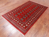 Red Bokhara Hand-Knotted Wool Rug - 4' 0" X 6' 2"