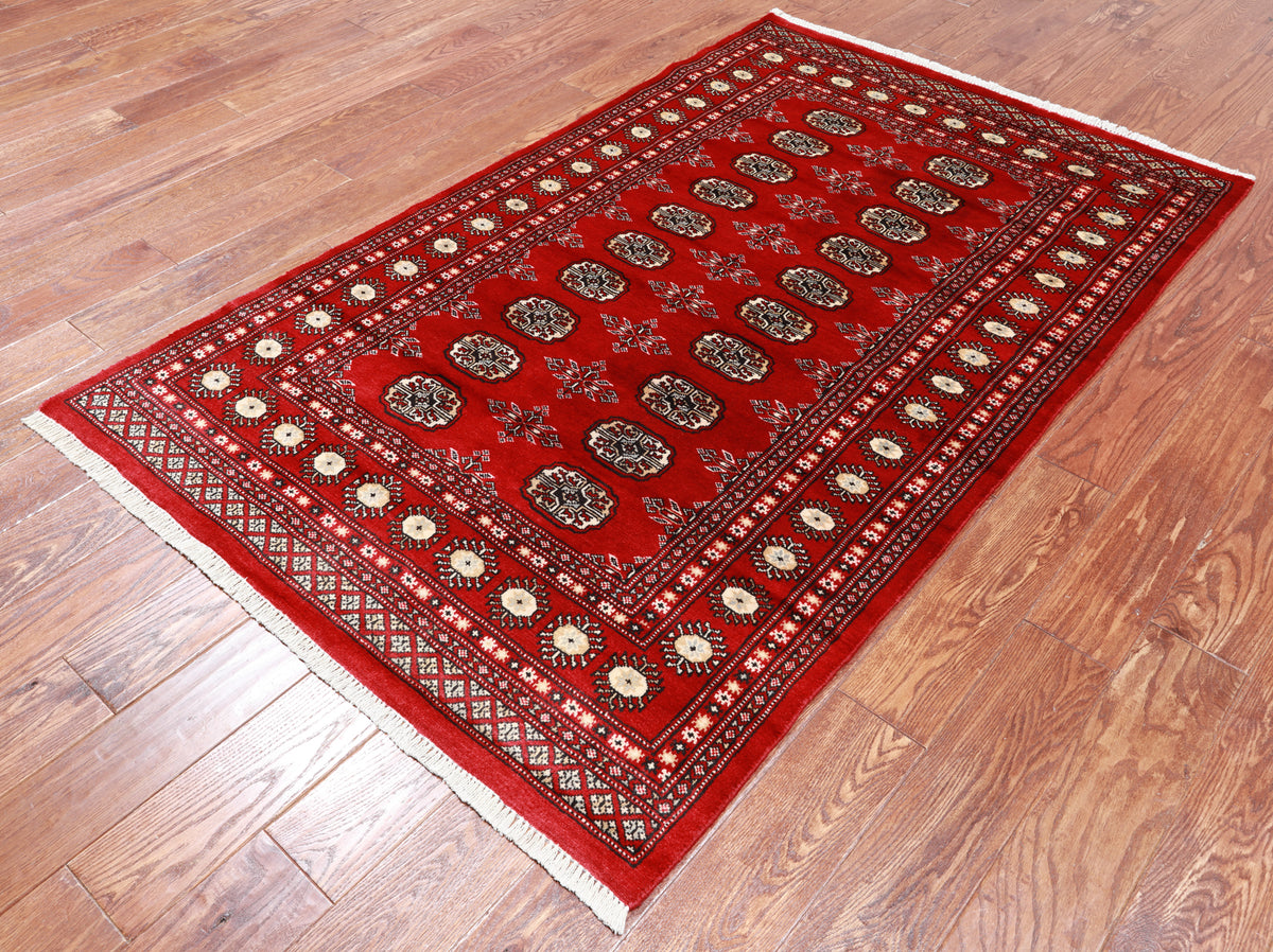 Red Bokhara Hand-Knotted Wool Rug - 4' 0" X 6' 2"