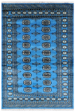 Blue Bokhara Hand Knotted Wool Rug - 4' 1" X 6' 2"