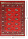 Red Bokhara Hand Knotted Wool Rug - 4' 1" X 5' 10"