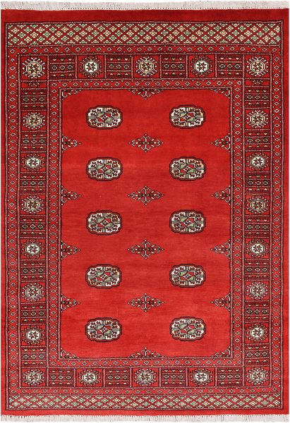 Red Bokhara Hand Knotted Wool Rug - 4' 1" X 5' 10"