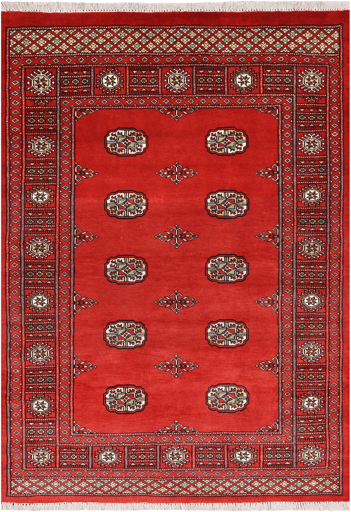 Red Bokhara Hand Knotted Wool Rug - 4' 1" X 5' 10"