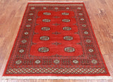 Red Bokhara Hand Knotted Wool Rug - 4' 1" X 5' 10"