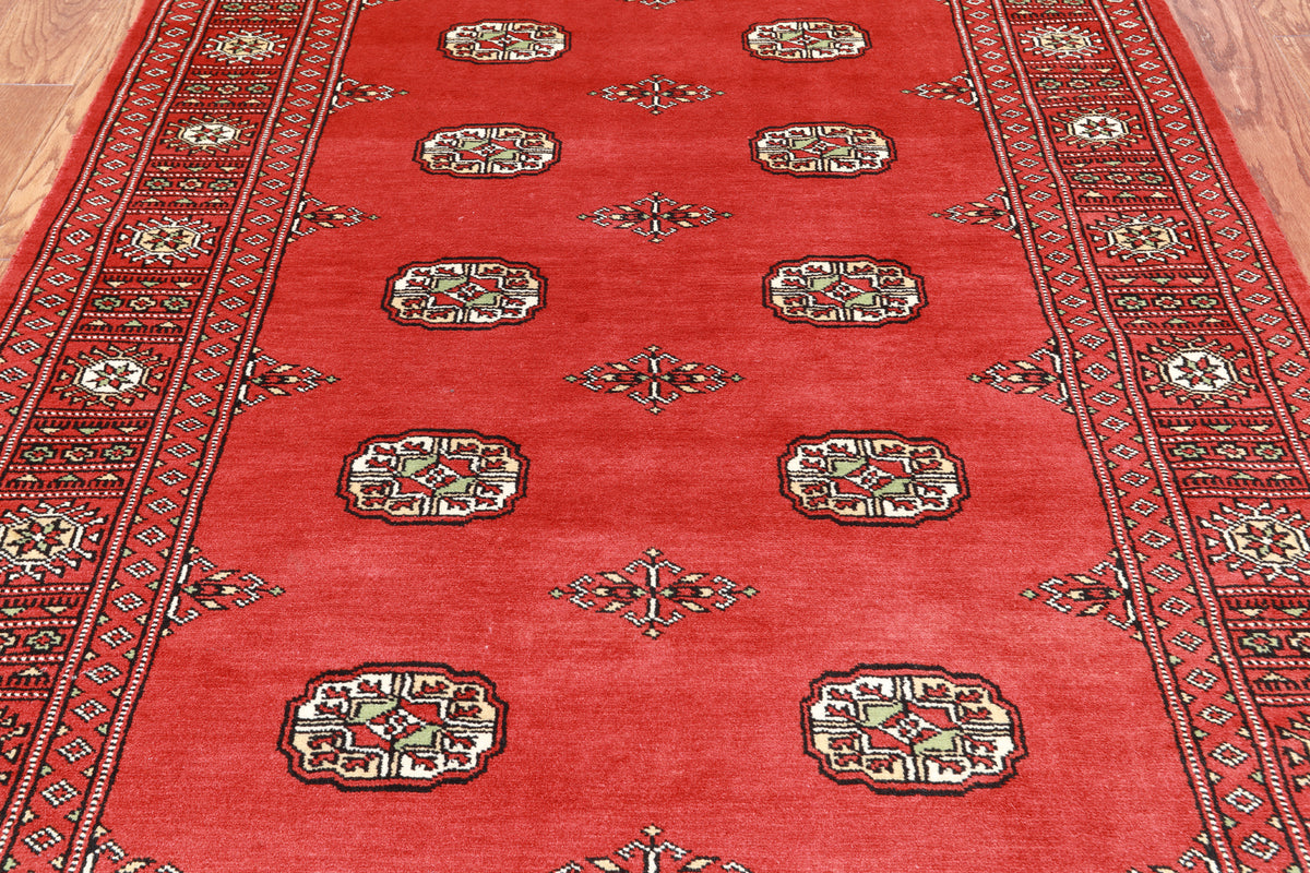 Red Bokhara Hand Knotted Wool Rug - 4' 1" X 5' 10"