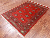 Red Bokhara Hand Knotted Wool Rug - 4' 1" X 5' 10"