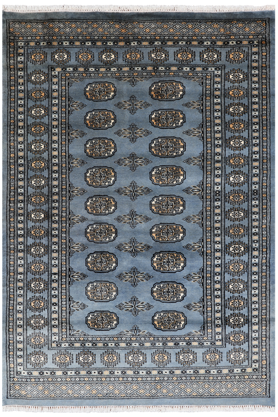 Blue Bokhara Hand-Knotted Wool Rug - 4' 0" X 5' 10"