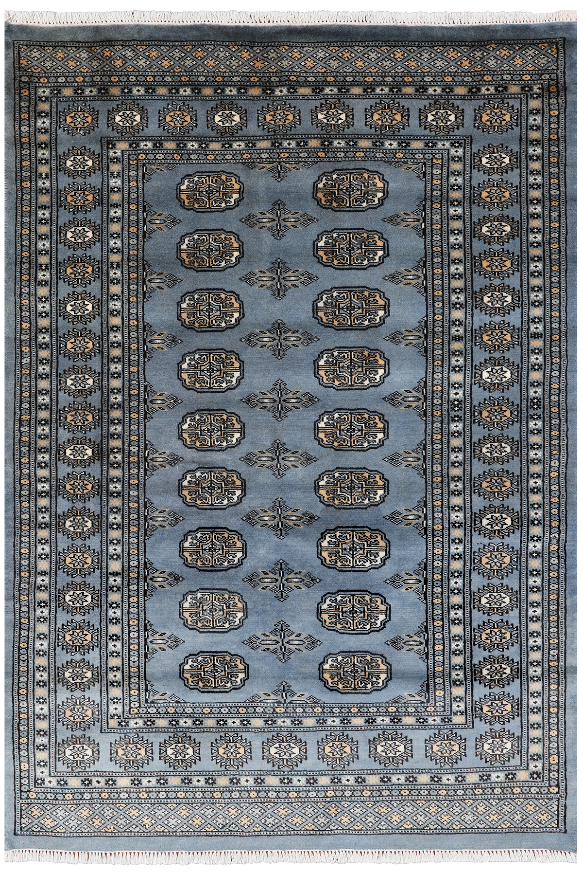Blue Bokhara Hand-Knotted Wool Rug - 4' 0" X 5' 10"