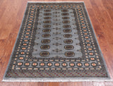 Grey Bokhara Hand-Knotted Wool Rug - 4' 1" X 6' 0"