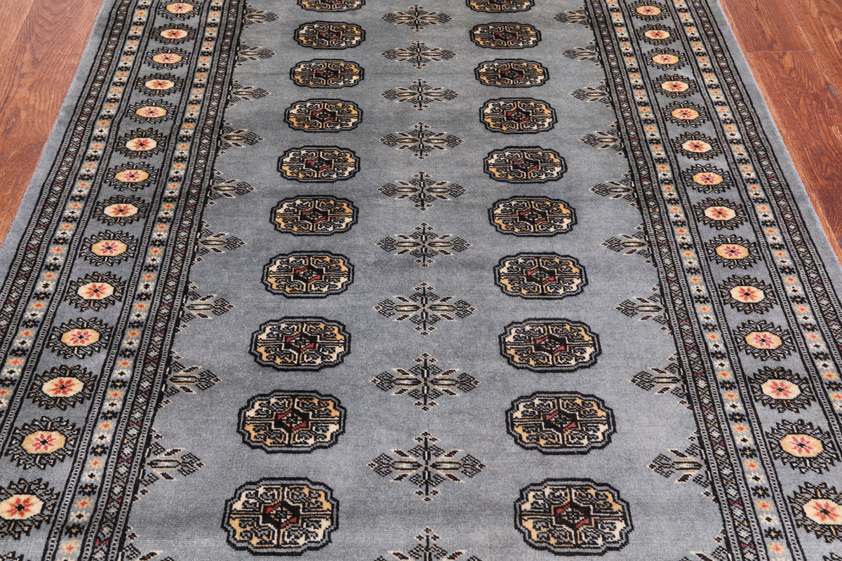 Grey Bokhara Hand-Knotted Wool Rug - 4' 1" X 6' 0"
