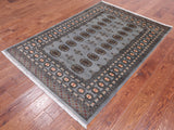 Grey Bokhara Hand-Knotted Wool Rug - 4' 1" X 6' 0"
