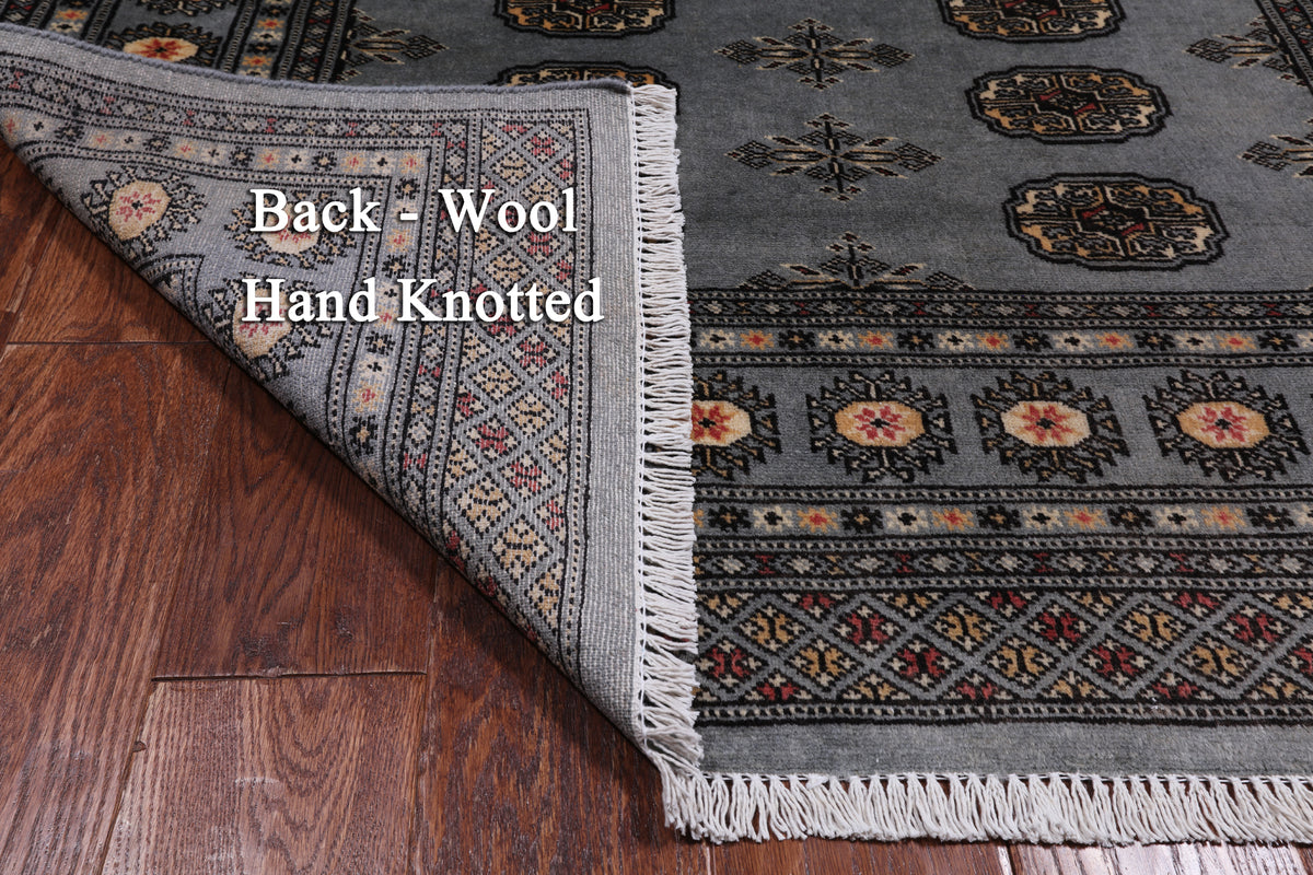 Grey Bokhara Hand-Knotted Wool Rug - 4' 1" X 6' 0"