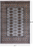 Grey Bokhara Hand-Knotted Wool Rug - 4' 1" X 6' 0"