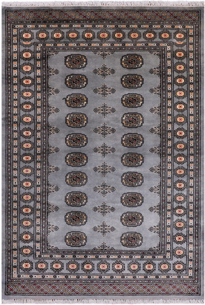 Grey Bokhara Hand-Knotted Wool Rug - 4' 1" X 6' 0"