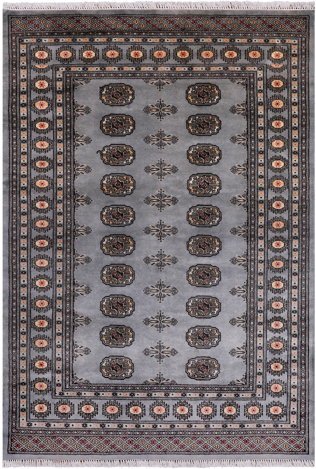 Grey Bokhara Hand-Knotted Wool Rug - 4' 1" X 6' 0"