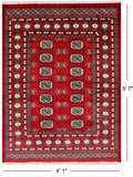 Red Bokhara Handmade Wool Rug - 4' 1" X 5' 7"