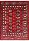 Red Bokhara Handmade Wool Rug - 4' 1" X 5' 7"
