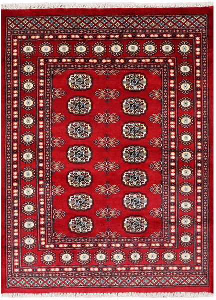 Red Bokhara Handmade Wool Rug - 4' 1" X 5' 7"