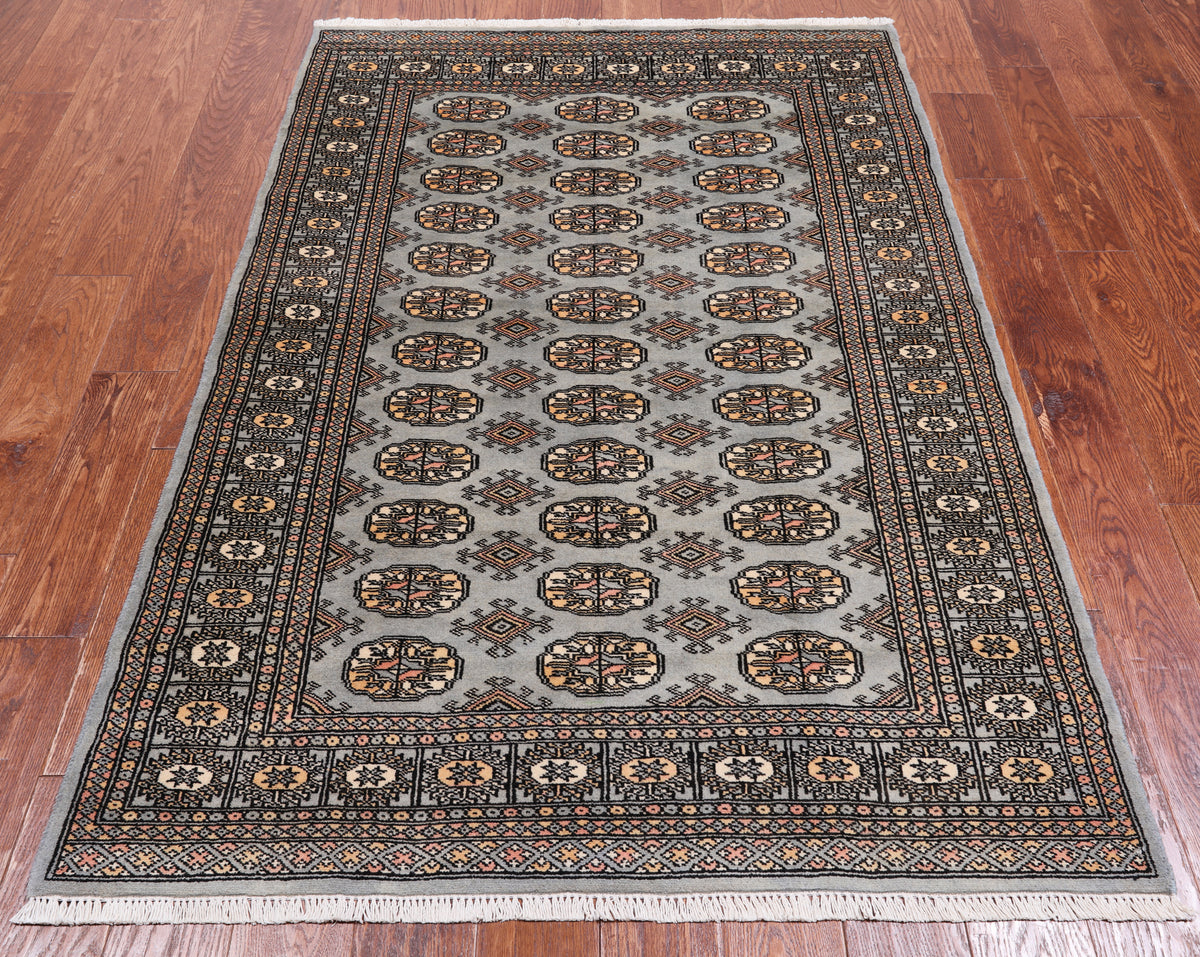 Grey Bokhara Hand-Knotted Wool Rug - 3' 11" X 5' 11"