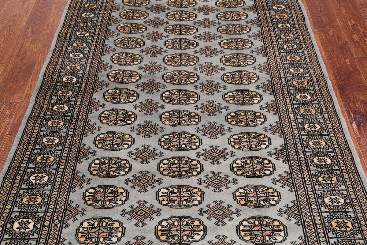 Grey Bokhara Hand-Knotted Wool Rug - 3' 11" X 5' 11"