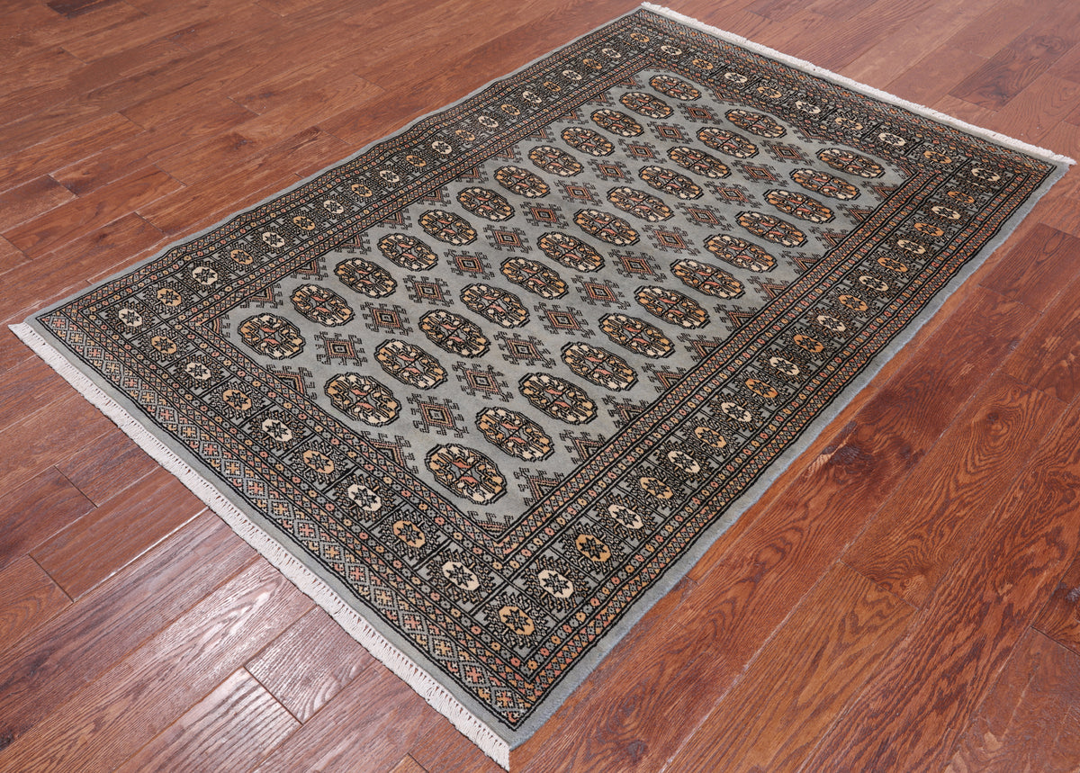 Grey Bokhara Hand-Knotted Wool Rug - 3' 11" X 5' 11"