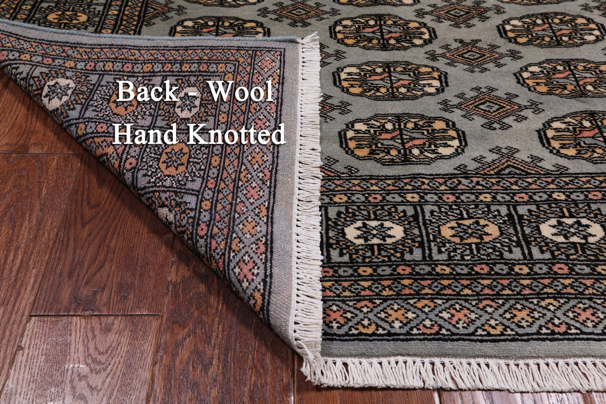 Grey Bokhara Hand-Knotted Wool Rug - 3' 11" X 5' 11"