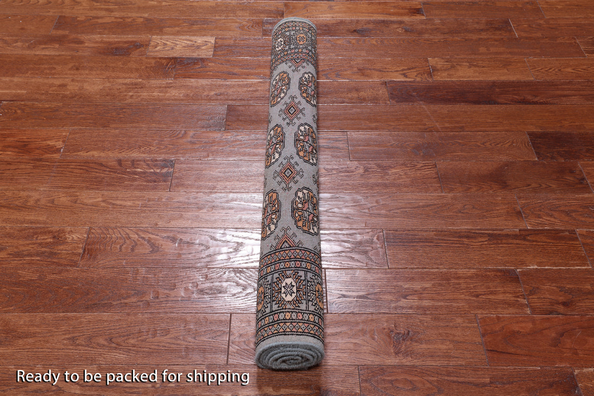 Grey Bokhara Hand-Knotted Wool Rug - 3' 11" X 5' 11"