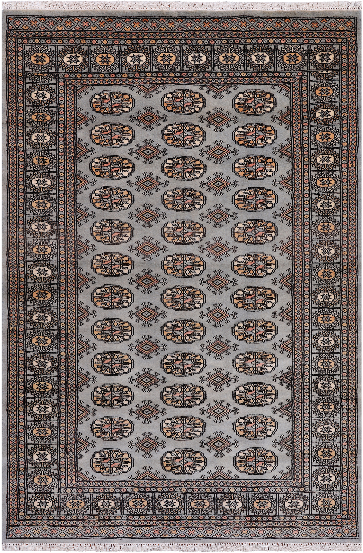 Grey Bokhara Hand-Knotted Wool Rug - 3' 11" X 5' 11"