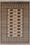 Beige Bokhara Hand Knotted Wool Rug - 4' 1" X 6' 1"