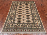 Beige Bokhara Hand Knotted Wool Rug - 4' 1" X 6' 1"
