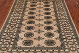 Beige Bokhara Hand Knotted Wool Rug - 4' 1" X 6' 1"
