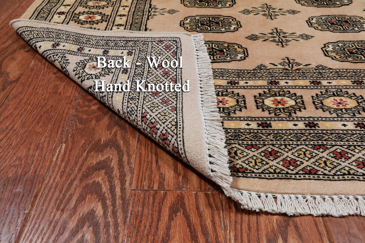 Beige Bokhara Hand Knotted Wool Rug - 4' 1" X 6' 1"