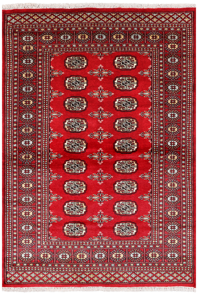 Red Bokhara Hand Knotted Wool Rug - 4' 1" X 5' 11"