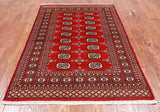Red Bokhara Hand Knotted Wool Rug - 4' 1" X 5' 11"