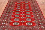 Red Bokhara Hand Knotted Wool Rug - 4' 1" X 5' 11"