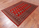 Red Bokhara Hand Knotted Wool Rug - 4' 1" X 5' 11"
