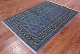Blue Bokhara Handmade Wool Rug - 4' 1" X 6' 1"