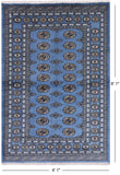 Blue Bokhara Handmade Wool Rug - 4' 1" X 6' 1"
