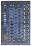 Blue Bokhara Handmade Wool Rug - 4' 1" X 6' 1"