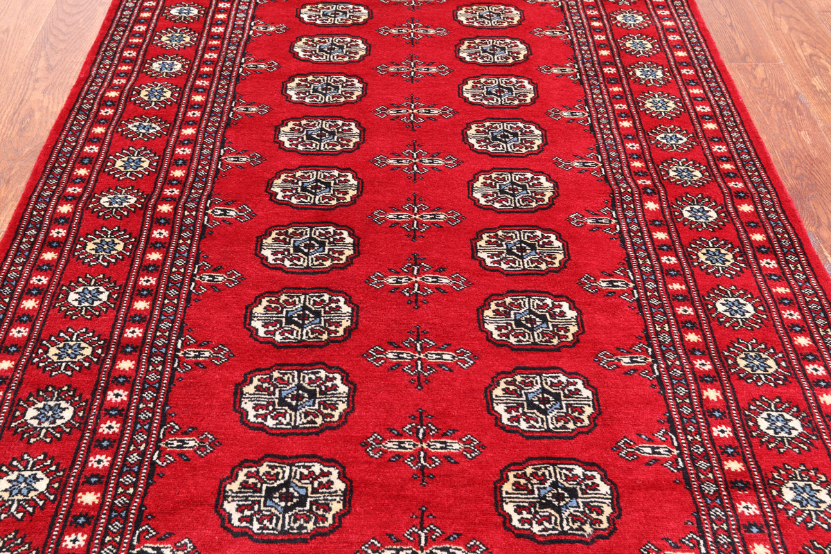 Red Bokhara Hand-Knotted Wool Rug - 4' 2" X 6' 2"