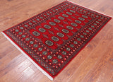 Red Bokhara Hand-Knotted Wool Rug - 4' 2" X 6' 2"