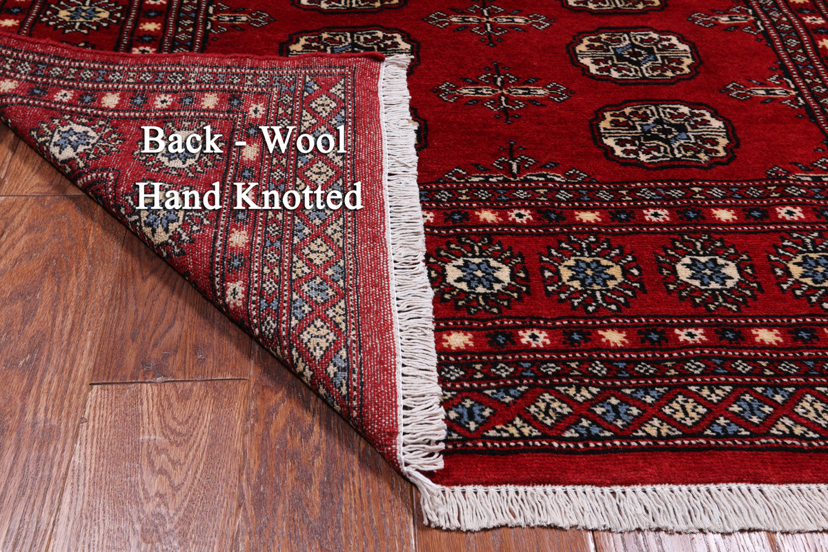Red Bokhara Hand-Knotted Wool Rug - 4' 2" X 6' 2"