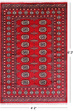 Red Bokhara Hand-Knotted Wool Rug - 4' 2" X 6' 2"
