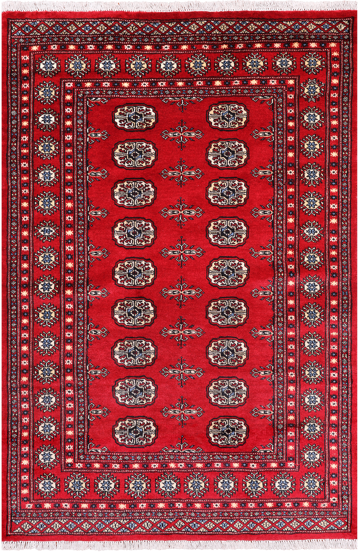 Red Bokhara Hand-Knotted Wool Rug - 4' 2" X 6' 2"