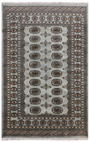 Grey Bokhara Handmade Wool Rug - 4' 1" X 6' 4"
