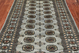 Grey Bokhara Handmade Wool Rug - 4' 1" X 6' 4"