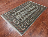 Grey Bokhara Handmade Wool Rug - 4' 1" X 6' 4"