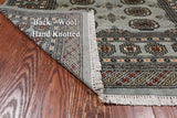 Grey Bokhara Handmade Wool Rug - 4' 1" X 6' 4"