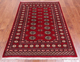 Red Bokhara Hand-Knotted Wool Rug - 4' 1" X 6' 0"